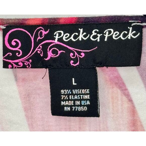 Peck & Peck Women Abstract Design Tropical Print 3/4 Sleeve Size L - Picture 3 of 3